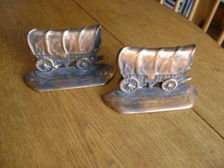 Covered Wagon Bookends Howell CA 1925 RARE
