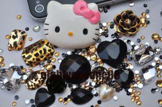  Kitty Golden Leopard DIY Bling Case Cover for iPhone 4 4S HTC