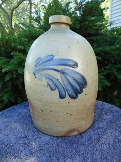 Cowden Wilcox Harrisburg Pennsylvania Stoneware Jug with Tulip