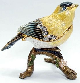 Canary Exotic Bird Austrian Crystal Trinket Jewelry Box