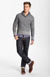 Billy Reid Shawl Collar Pullover, Woven Shirt & Nudie Straight Leg Jeans