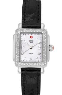 Michele Deco Mini Diamond Alligator Strap Watch