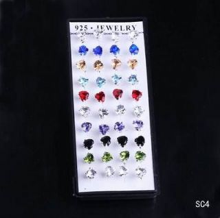 40pcs1Box 25Style select Crystal Ear Stud 925 Sterling Silver Earring