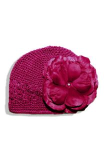 Jamie Rae Hats Flower Appliqué Crochet Hat (Infant)
