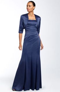 JS Collections Satin Gown with Bolero Jacket