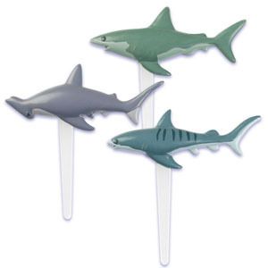 Shark Sharks Cupcake Cake Decorations Toppers Picks 12