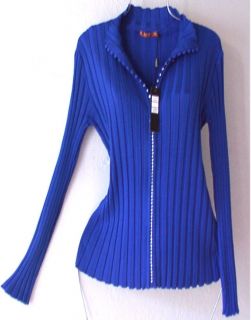 NEW BELLDINI Royal Cadet Blue Knit Sapphire Sweater Cardigan Top 4 6 2