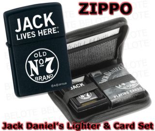Zippo Jack Daniels Windproof Lighter & Playing Card Gift Set w/ Case