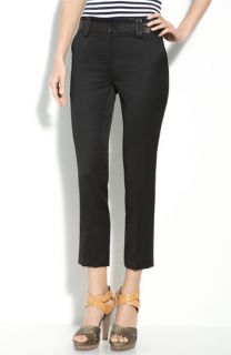 Elizabeth and James Clyde Leather Trim Crop Stretch Wool Trousers