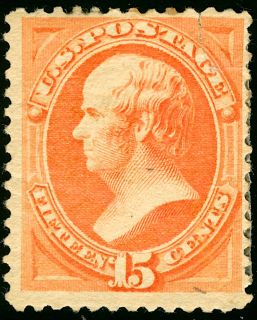 Stamps US 1879 15¢ Daniel Webster Scott # 189 with large Tear MH $325