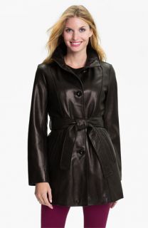 Ellen Tracy Leather Coat with Detachable Liner