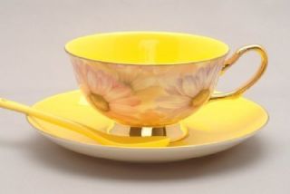 Shell Yellow Bone China Tea Cup and Saucer Gift Box