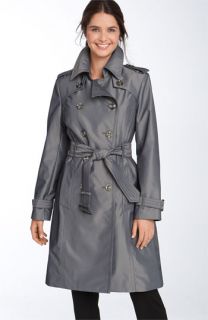 London Fog Iridescent Double Breasted Trench