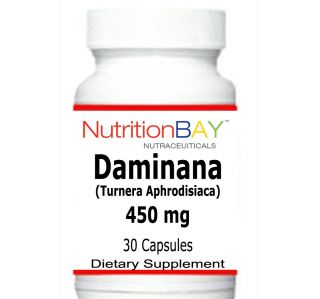 Damiana, Natural Whole Herb, Herb of Passion, 450 mg, 30 Capsules