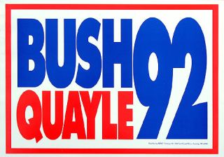 Official 1992 George Bush Dan Quayle Campaign Poster