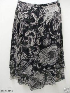 New Dana Buchman Black White Silk Georgette Flirty Skirt 22W $400 Plus