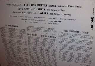 Messiaens Fete Des Belles Eaux Loriod Caron RARE French Erato Mono LP