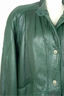 Daniel Marcus Womens Ladies Dark Green Soft Lamb Skin Leather Coat