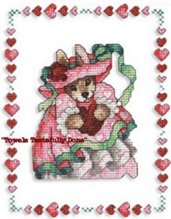  Love Bunny Cross Stitch 2 Embroidered Hand Towels by Susan