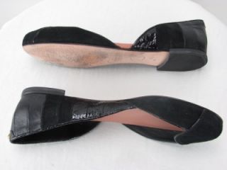 Authentic Cydney Mandel Hand Crafted Black Suede Leather Trim Flats