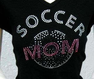 Embellished Rhinestone Tee Shirt Soccer Mom