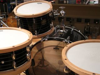 Yamaha Club Custom 4 Piece 4pc Black Swirl Drum Set Kit w Wood Hoops