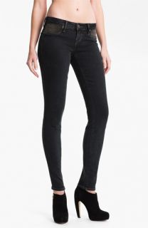 True Religion Brand Jeans Shannon Studded Pocket Skinny Jeans (Black Stone)