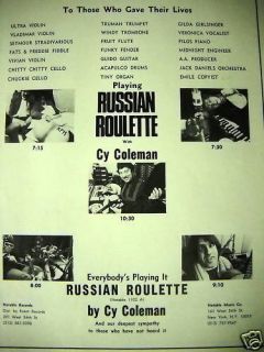 CY Coleman Vintage Promo Poster Ad Russian Roulette WOW