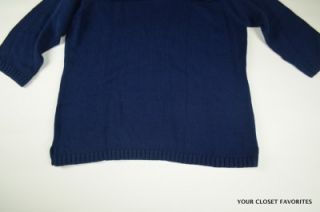 New David Brooks Womens Dark Blue Knit Sweater Size XL 3 4 Sleeves