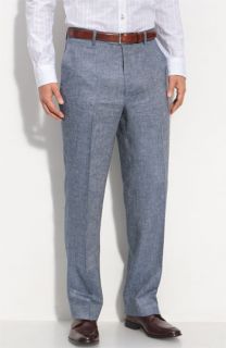 Linea Naturale Flat Front Chambray Linen Trousers
