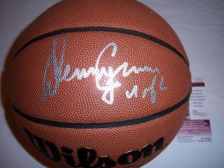 Denny Crum Louisville HOF JSA COA Signed Basketball