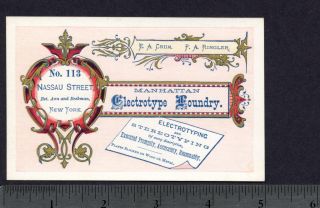  Electrotype Foundry New York Crum Ringler Printer Ad Trade Card