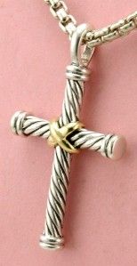 David Yurman Thoroughbred Cross Necklace 18K Sterling