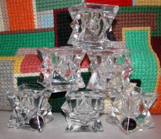 Set of 6 Crystal 24 Candle Holders Diamond Shape Votives