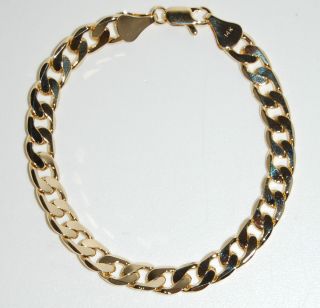 14k Gold Plated Cuban Curb Link Bracelet 9mm by 8 inches High Quality