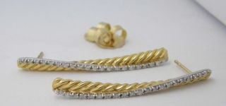 David Yurman 18K Gold Crossover Diamond Stick Earrings