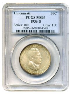 1936 s Cincinnati 50c PCGS MS66 Silver Commemorative