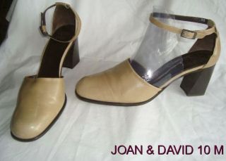 Joan David Size 10 M Beige Ankle Strap Heel Shoes Sharp Made in Italy