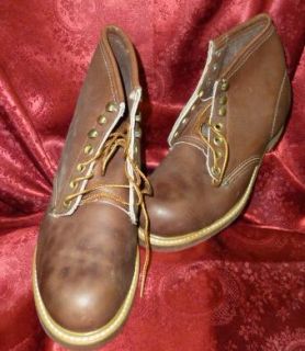 Vtg 60s 70s Boys Mens Carolina 149 Brown Chuka Work Leather Boots