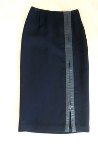 Dana Buchman Black Leather Trim Skirt Petite 2