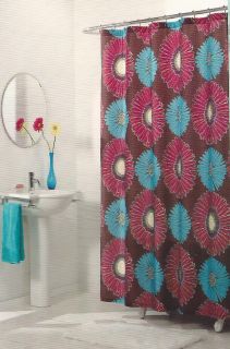  Curtain Sunflower Brown Burgundy Turquoise Mod Floral West St Design