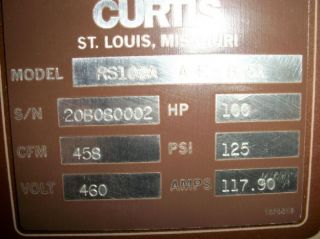 Curtis Toledo RS100D 100HP Air Compressor