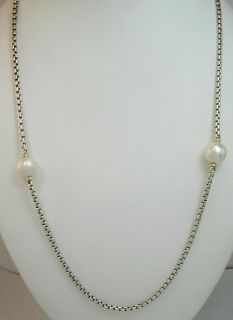 David Yurman sterling silver cultured pearl 18k yellow gold long chain