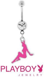 Playboy Pink Full Bunny Dangling Belly Ring Cute