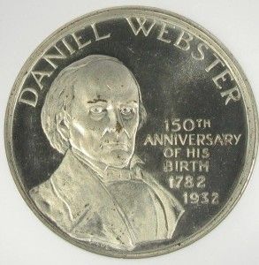 1932 Daniel Webster Medal 150th Anniv Cuni NGC MS65