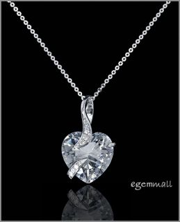 sterling silver necklace with cz heart pendant clear 90018
