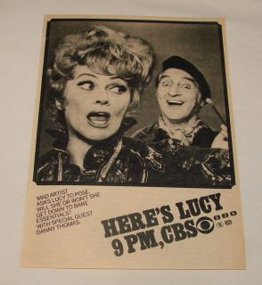 1973 CBS tv ad ~ HERES LUCY Lucille Ball, Danny Thomas