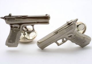 Deakin Francis Sterling Silver 9mm Pistol Gun Cufflinks Great Detail