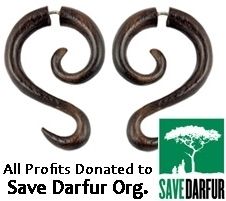 Dreamer for Darfur Organic Fake Gauge Wood and Sterling earrings
