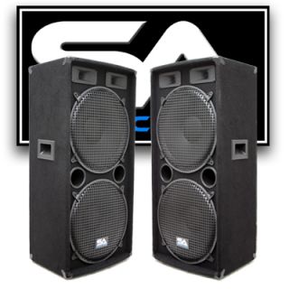 Pair Dual 15 PA DJ Speakers 1000 Watts Pro Audio New